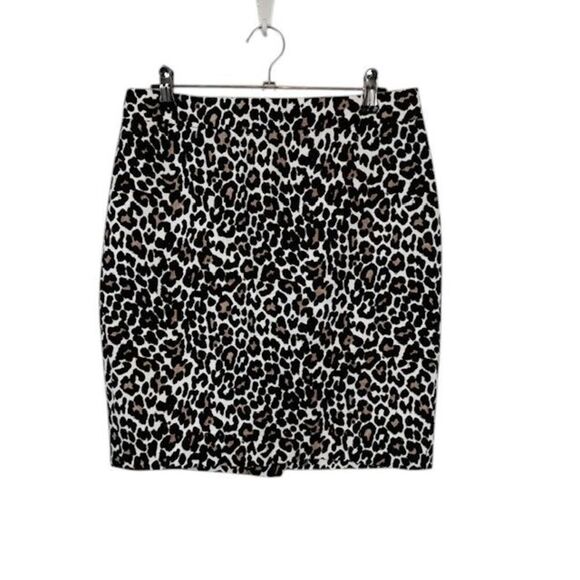 J. Crew The Pencil Skirt in Leopard Print Cream, black, brown, Knee Size 00 - Picture 1 of 9